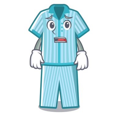 Bir karikatür yatakta yerleştirilen korkmuş pijama