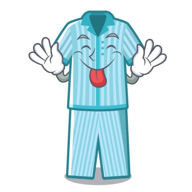 Bir karikatür dolapta dil dışarı katlanmış pijama