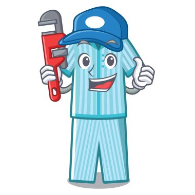 Bir karikatür dolaba Tesisatçı katlanmış pijama