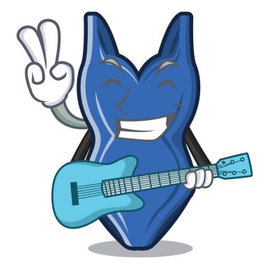 Bir çanta içinde gitar karikatür mayo ile