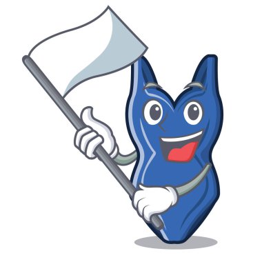 Bayrak ile bir maskot ahşap masada yüzer