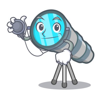 Doktor teleskop maskot ile izole