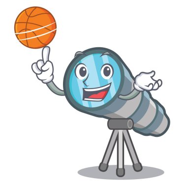 Basketbol teleskobu maskot ile izole ile