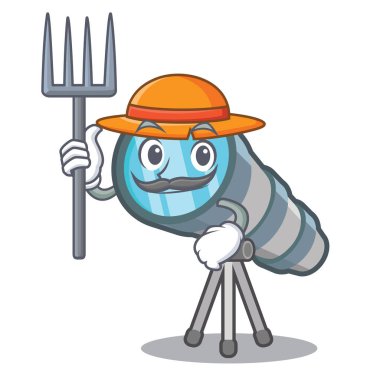 Çiftçi teleskop maskot ile izole