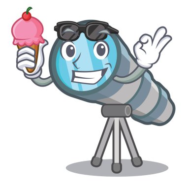 Oyuncak deposunda dondurma karikatür teleskop ile