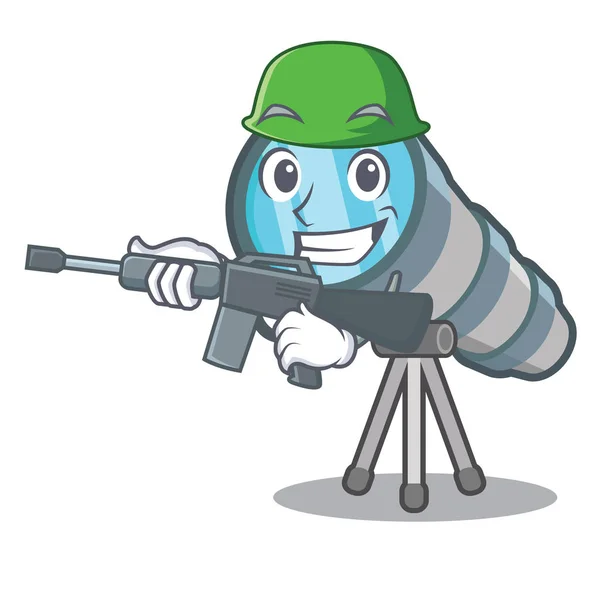 Télescope de l'armée isolé avec dans la mascotte — Image vectorielle