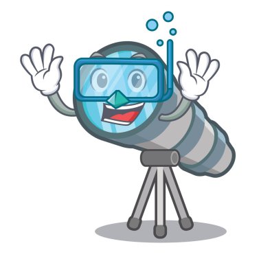 Oyuncak deposunda dalış karikatür teleskop