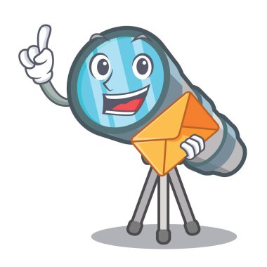 Oyuncak ambarında zarf karikatür teleskopu ile