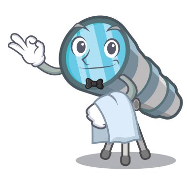 Karakter tablosunun üstünde garson minyatür teleskop