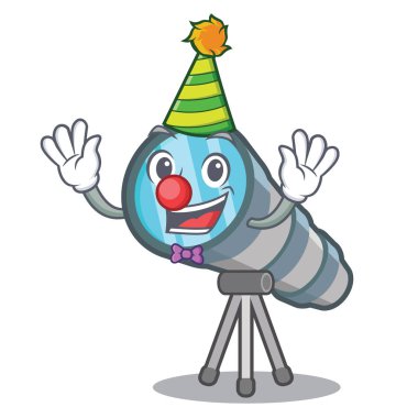 Çizgi film sandalyede palyaço oyuncak teleskop