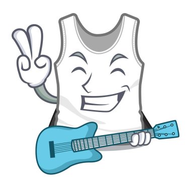 Gitar undershirt bir karikatür dolaba katlanmış ile