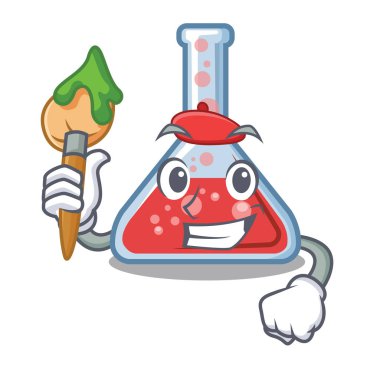 Sanatçı erlenmeyer şişesi maskot izole