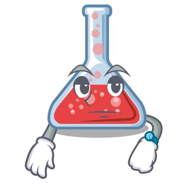 Karikatür laboratuar odasında bekleyen erlenmeyer şişesi