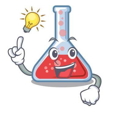 Karikatür laboratuar odasında bir fikir erlenmeyer şişe var