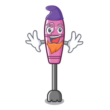 Mutfak masasında Elf daldırma maskot blender