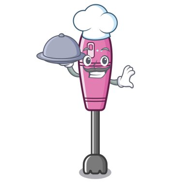 Karikatür izole gıda daldırma blender ile Şef