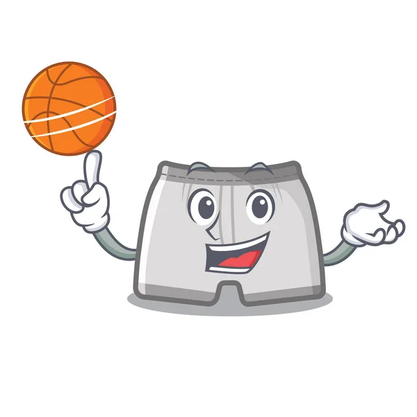 Con baúles de baloncesto en forma de dibujos animados — Vector de stock