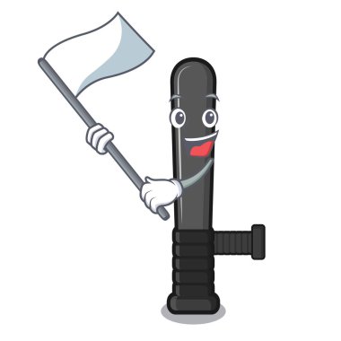 Bir karikatür sandalyede bayrak polis cop ile