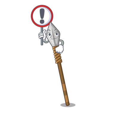 Çizgi filmde izole edilmiş tabela mızrakla