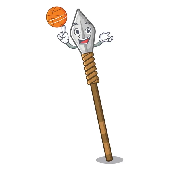 Mit Basketballspeer isoliert mit in der Karikatur — Stockvektor