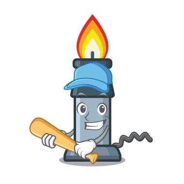 Çizgi film ile izole beyzbol bunsen brülör oynamak