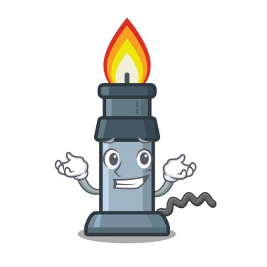 Maskot şeklinde sırıtan bunsen brülör