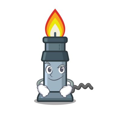 Maskot şeklinde sırıtan bunsen brülör