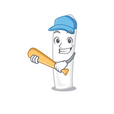 Maskot ile izole beyzbol tebeşir oynamak