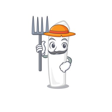 Çiftçi tebeşir maskot ile izole