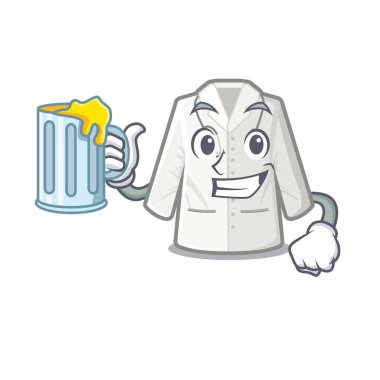 Maskot dolabında saklanan meyve suyu doktor ceketi ile