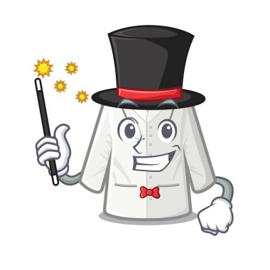 Çizgi film duvarında asılı sihirbaz doktor ceket