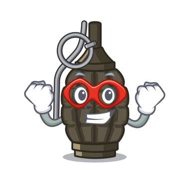 Bir maskot şeklinde Süper kahraman el bombası