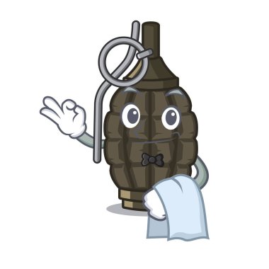 Garson karikatür el bombası çantada bir