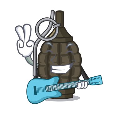 Çantada gitar karikatür el bombası ile