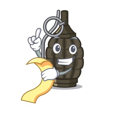 Menü karikatür el bombası ile çantada bir