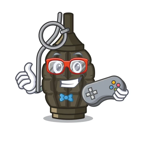 Gamer cartoon grenade a in the bag — Stock Vector