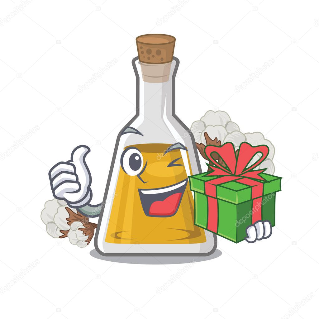 With gift cottonseed oil in the cartoon shape