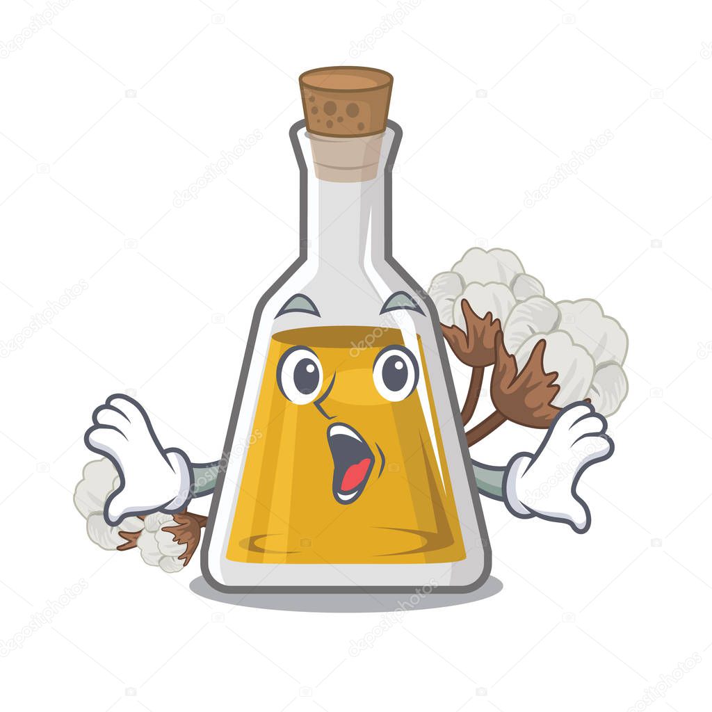 Surprised cottonseed oil in the cartoon shape