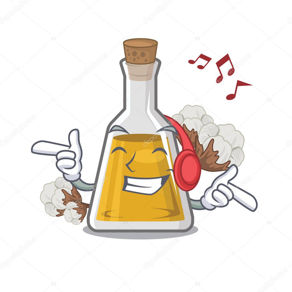 Listening music cottonseed oil in the cartoon shape