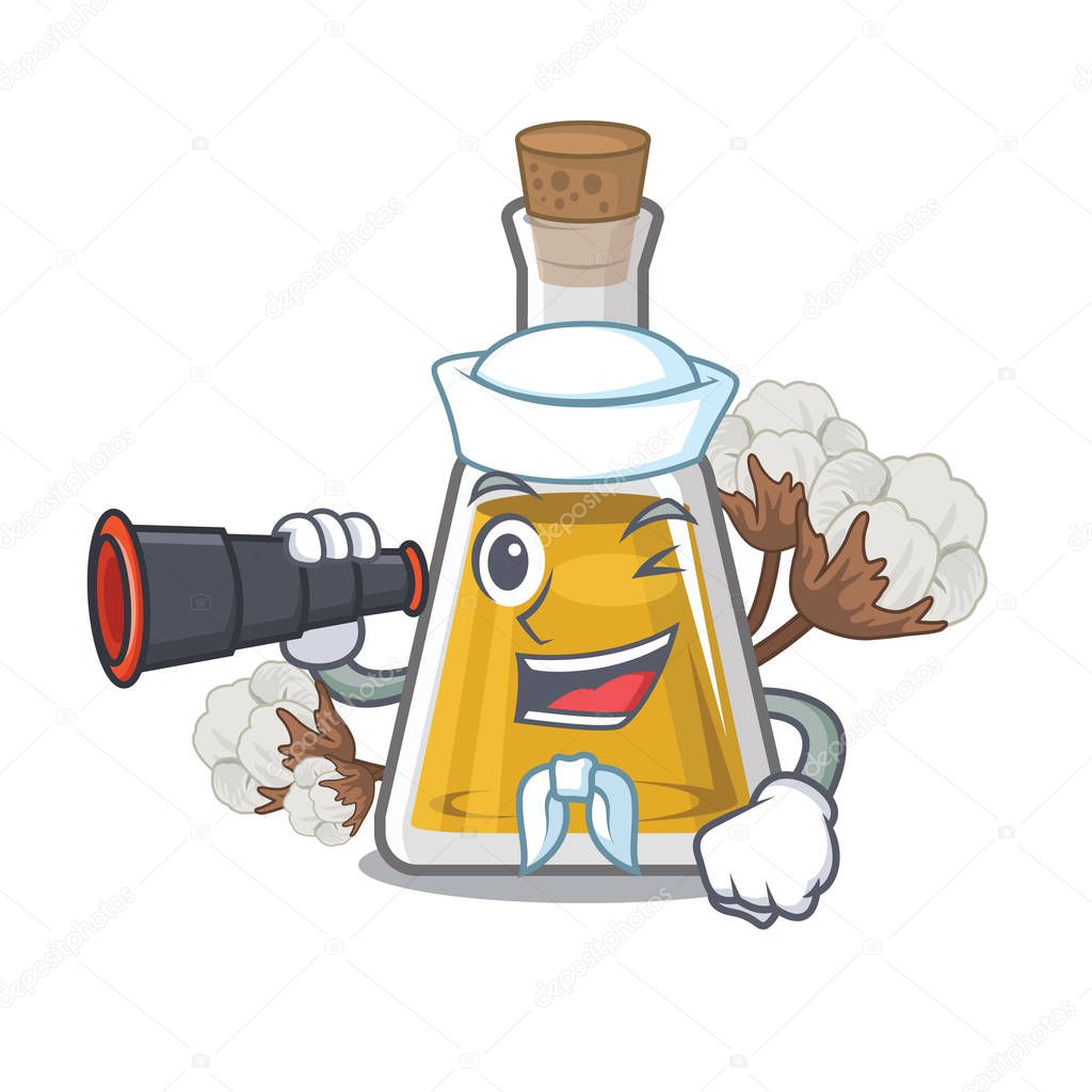Sailor with binocular cottonseed oil in the cartoon shape