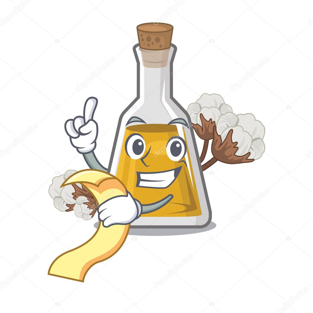 With menu cottonseed oil in the cartoon shape