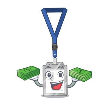 Karikatür izole para çantası isim etiketi ile