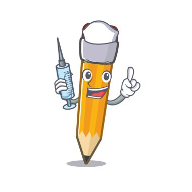 Hemşire kalem maskot ile izole
