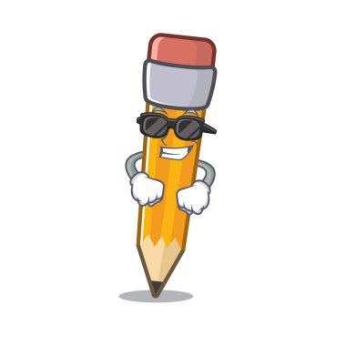 Süper serin kalem maskot ile izole