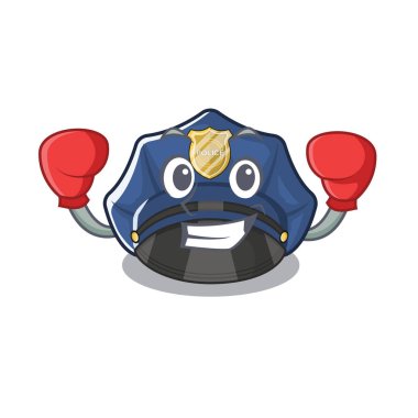 Boks polis şapkası maskot izole