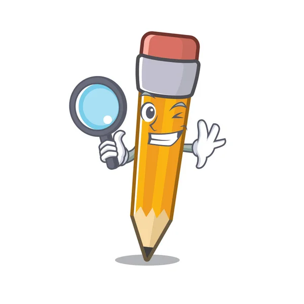 Detective pencil isolated with in the mascot — Stock Vector