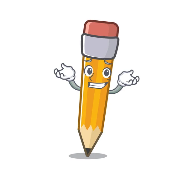 Grinning pencil isolated with in the mascot — Stock Vector