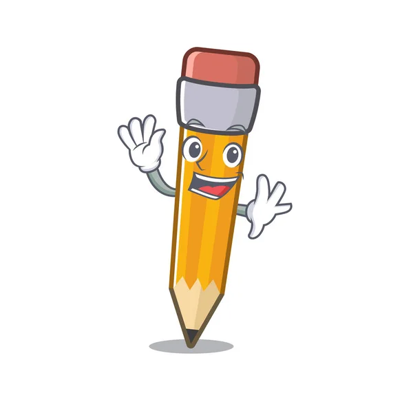 Waving pencil isolated with in the mascot — Stock Vector