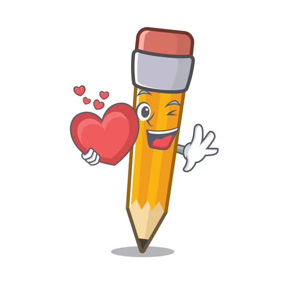 Con la matita del cuore in una borsa del fumetto — Vettoriale Stock