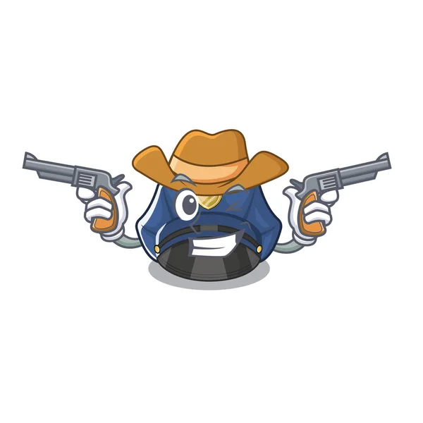 牛仔警察帽孤立在吉祥物 — 图库矢量图片